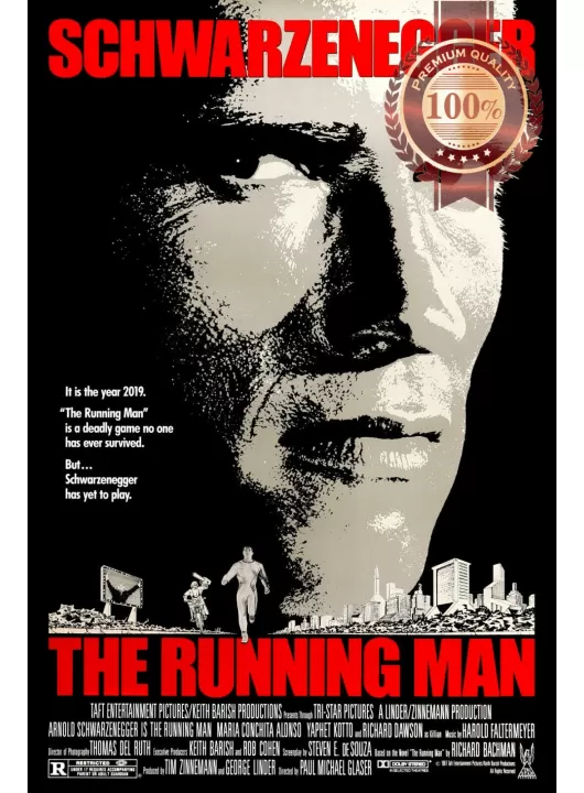 THE RUNNING MAN 1987 ORIGINAL OFFICIAL CINEMA FILM MOVIE PRINT PREMIUM POSTER THE RUNNING MAN 1987 ORIGINAL OFFICIAL CINEMA FILM MOVIE PRINT PREMIUM POSTER