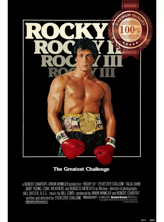 ROCKY III 3 THREE CLASSIC 1982 80s ORIGINAL CINEMA MOVIE PRINT PREMIUM POSTER ROCKY III 3 THREE CLASSIC 1982 80s ORIGINAL CINEMA MOVIE PRINT PREMIUM POSTER