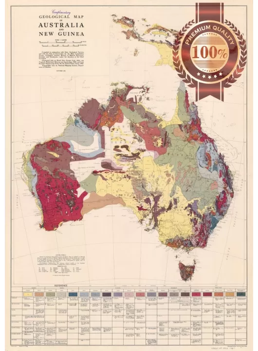 GEOLOGICAL MAP OF AUSTRALIA 1952 VINTAGE AUS WALL CHART PRINT PREMIUM POSTER GEOLOGICAL MAP OF AUSTRALIA 1952 VINTAGE AUS WALL CHART PRINT PREMIUM POSTER